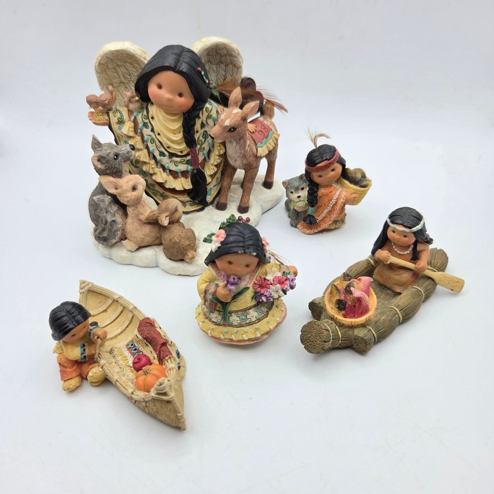 Enesco Friends of the Feather Native American Figurines Lot of 5 1998 Vintage